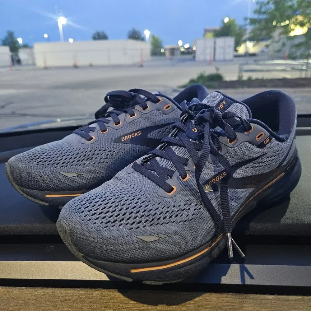 Brooks Ghost 15 1103932E025 Flintstone/Peacoat Running Shoes Men Sz 7 Wide 2E